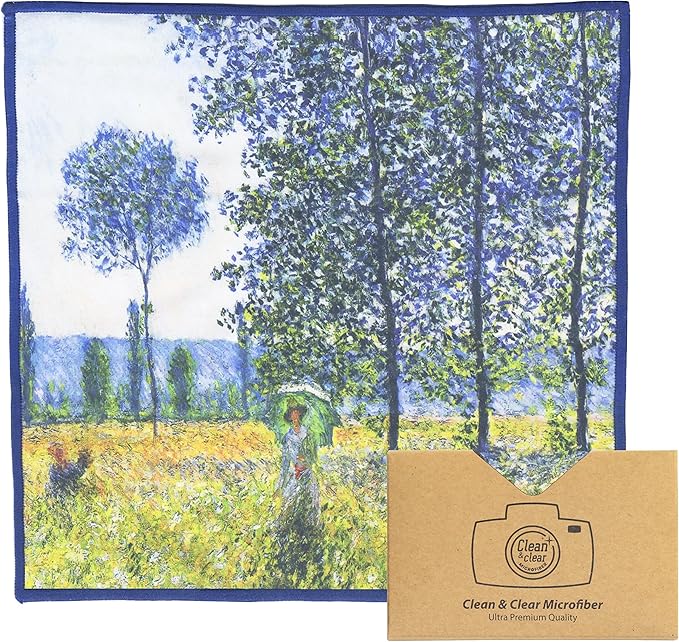 Large [2 Pack] Classic Art (Sunlight Effect Under The Poplars) - Ultra Premium Quality Microfiber Cleaning Cloths (Best for Camera Lens, Glasses, Screens, and All Lens.), Microfiber Cloth