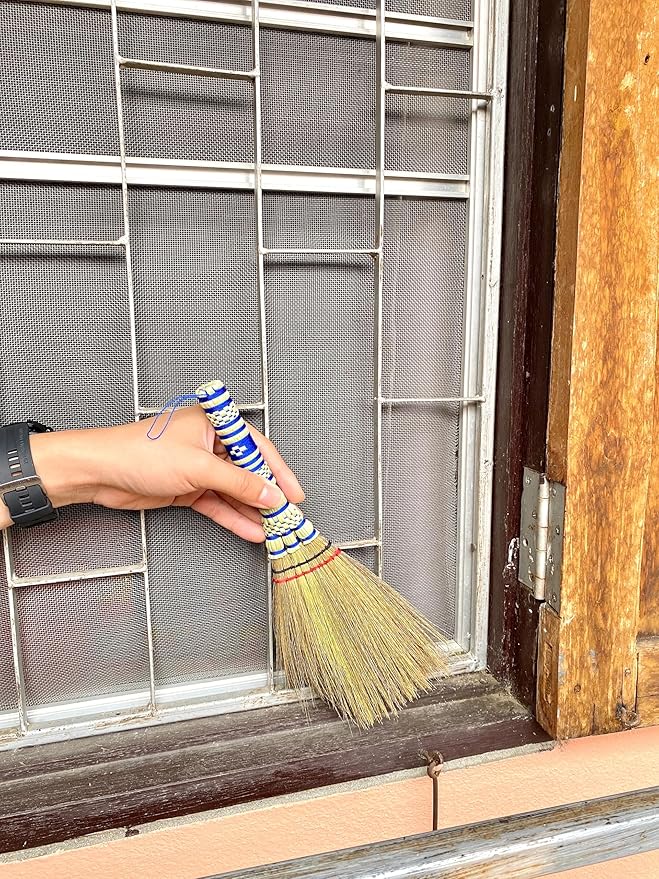 Small Corn Wisk Brush Broom 11 Inch Indoor Heavy Duty Multi Surface Hard & Soft Floor Home Office Cleaning Tool Supplies 100% Handmade for Household Sweeping Indoor Outdoor (staw Soft Broom)