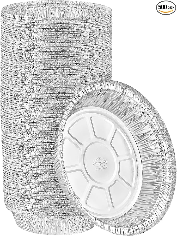 Nicole Home Collection Aluminum Pans 9” Round Disposable Foil Pans (500 Pack) – 9 Inch Round Disposable Takeout Pans
